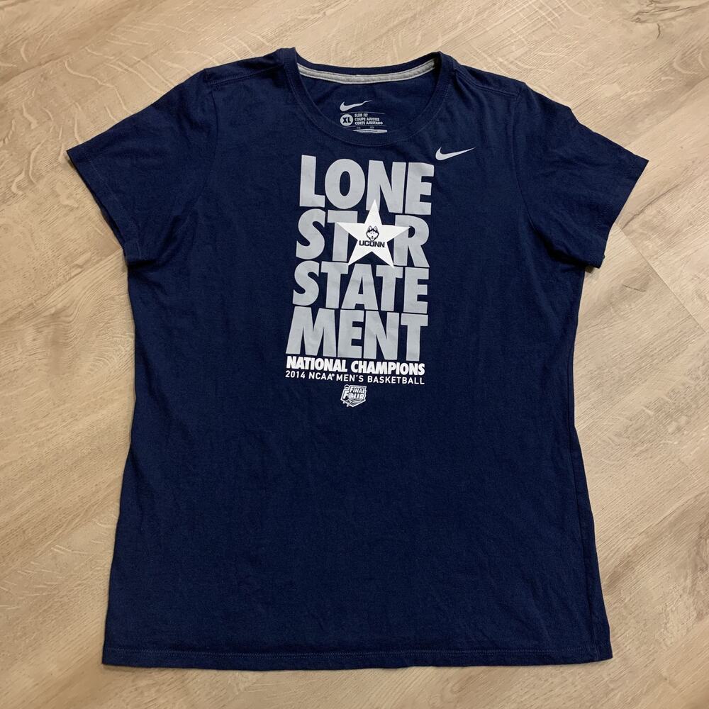 Nike UConn 2014 Basketball Champions T-Shirt Women's XL Lone Star Statement Navy